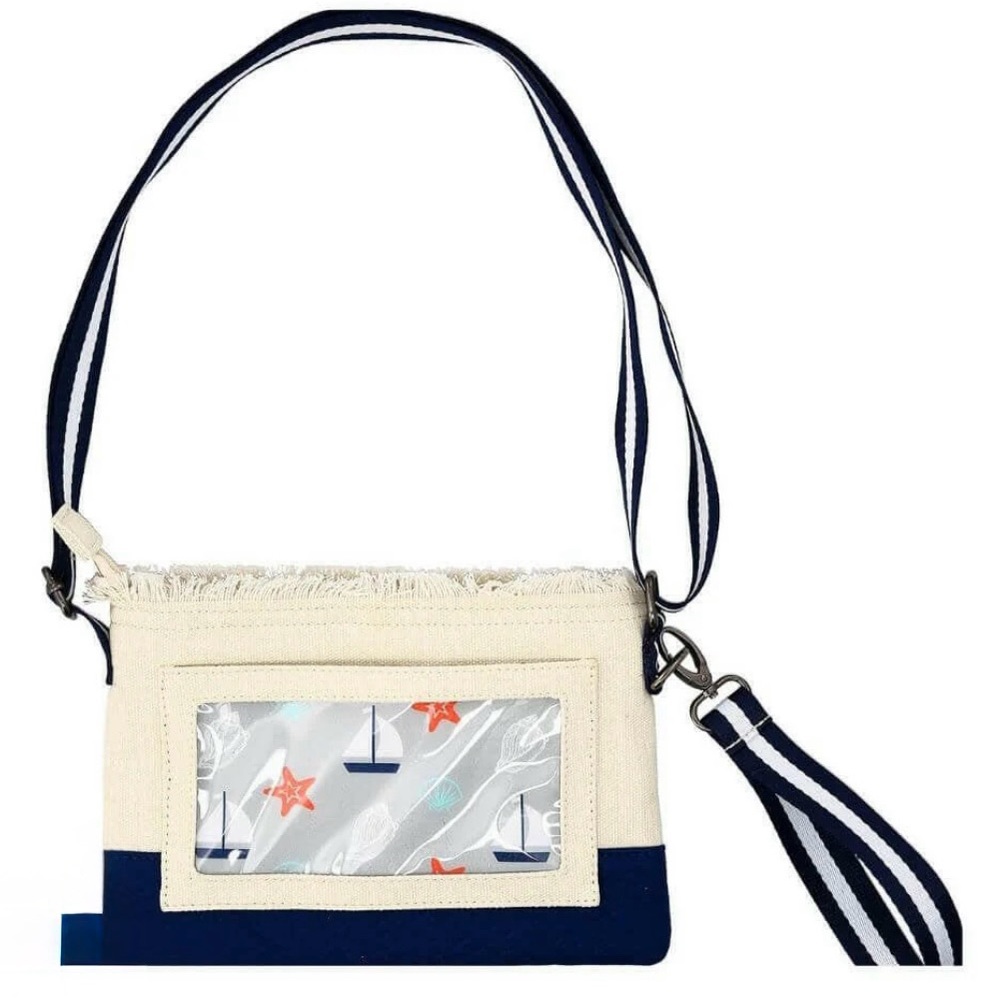 TOUCH SCREEN CROSSBODY, SAILBOATS & STARFISH EUC